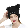 Cappello lavorato a maglia con orecchie di gatto carino ricamato invernale da donna
