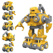 5-in-1 costruzione trasforma robot auto giocattoli bambini smontare set di giochi per veicoli