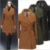 Cappotto di lana con risvolto di media lunghezza tinta unita autunno inverno da donna