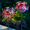 Confezione da 2 luci solari a farfalla per esterni, decorazione impermeabile per paletto, per vialetto da giardino