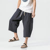 Pantaloncini allentati in cotone di lino in stile giapponese e coreano per l'estate maschile