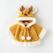 Capispalla con mantello con cappuccio in corna di renna per bambini caldi invernali