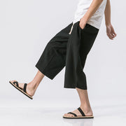 Pantaloncini allentati in cotone di lino in stile giapponese e coreano per l'estate maschile