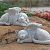 Garden Sleeping Angel Dog Cat Statua in resina Decoracion all'aperto