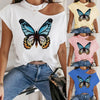T-shirt casual sexy da donna con stampa a farfalla e spalle scoperte