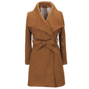 Cappotto di lana con risvolto di media lunghezza tinta unita autunno inverno da donna