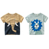 T-shirt con motivo a leone e elefante a maniche corte per ragazzi estivi