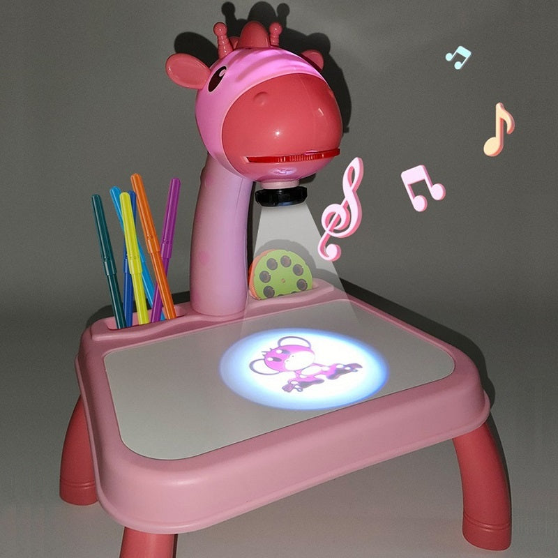Proiettore da disegno per bambini Proiettore per pittura da tavolo  Giocattolo per l'apprendimento musicale con luce da tavolo