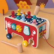 L'elefante del fumetto di legno dei bambini tira lungo il giocattolo Whack A Mole Percussion Game Toys