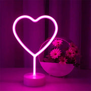 Lampada da tavolo al neon LED a forma di cuore rosa Ornamento Fantasy 3D