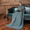 Coperta da indossare per divano TV lunga e pigra in flanella tinta unita invernale con maniche