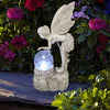 Ornamento della scultura della lampada di notte della fata del fiore dell'iarda della resina solare del giardino