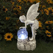Ornamento della scultura della lampada di notte della fata del fiore dell'iarda della resina solare del giardino