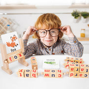 Kids Spinning Sight Parole Giochi di ortografia Blocchi di lettura in legno Giocattolo per l'apprendimento dell'alfabeto