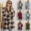 Casual Plaid Stampato Donna Giacca Lunga Inverno Cardigan Peluche