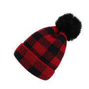 Inverno lana palla rosso Plaid genitore-bambino caldo cappello lavorato a maglia